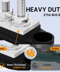 Built Like A Truck 275 Amp Heavy Duty Power Distribution Bus Bar With Six M8 Terminals, showcasing 4mm thickened copper bar.