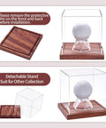 Two Pack Golf Ball Display Case With Clear Acrylic Cube And Solid Wood Base No Assembly Required UV Protection For Autograph Ball Stand