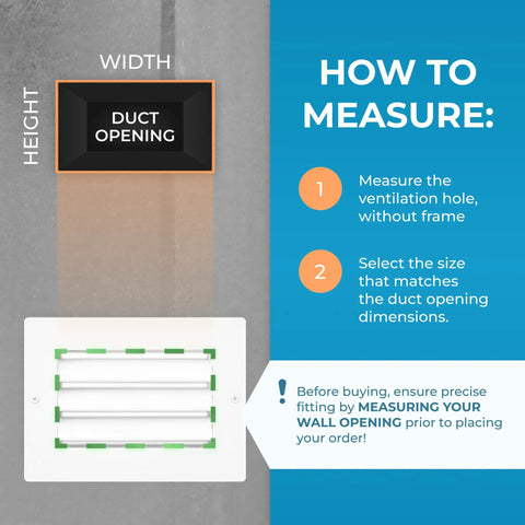 Guide on measuring duct opening and fitting Aluminum Vent Cover 24 By 24 Inches Quiet Return Air Grille For Wall Or Ceiling.