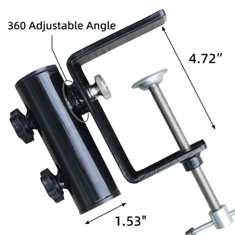 Heavy Duty Patio Umbrella Clamp Clip Steel Stand Holder Mount For Fence Posts Railings Bleachers And Tailgates Fits 1 To 1.5 Inch Poles