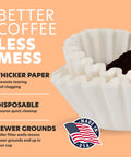Bulk 12 Cup Coffee Filters Tall Walled Prevent Grounds Overflow, 9.75 x 4.25 Inches, 500 Count, Made in USA, focus on filter design