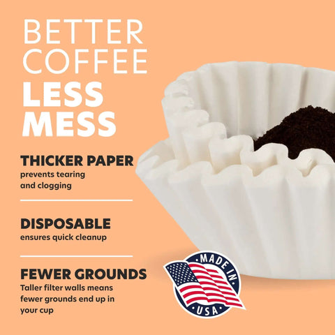 Bulk 12 Cup Coffee Filters Tall Walled Prevent Grounds Overflow, 9.75 x 4.25 Inches, 500 Count, Made in USA, focus on filter design