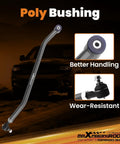 Beefed Up Front Adjustable Track Bar For Jeep Cherokee XJ And Wrangler TJ Fits 1.5 To 4.5 Inch Lift Ranging From 32.28 To 33.46 Inches Helps Center Axle And Reduces Wobble Off Road Ready Upgrade Durable Steel Construction, gray poly bushing track bar