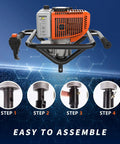 62cc Gas Powered Post Hole Digger With 2 Extension Rods And 6 Inch And 8 Inch Auger Bits showing assembly steps