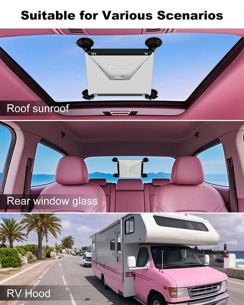 Built Tough Starlink Mini Suction Cup Mount For Car Windows Sunroof Tracks With Two Heavy Duty Holders locks securely on roof sunroof.