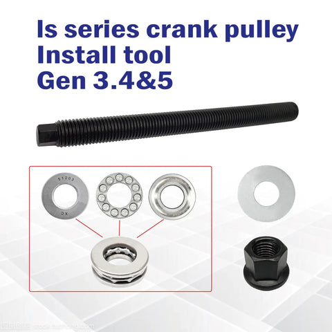 GM LS Series Harmonic Balancer Installation Tool with bolt, washers, and nut for V8 Engines 1997 And Up Crank Pulley Installer