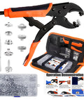 60-Set Snap Fastener Tool Kit With Heavy Duty Pliers For Leather Canvas Boat Covers And Diy Projects Includes 15mm Metal Snap Buttons Punch Die Set Sockets Studs Eyelets And Handy Storage Bag