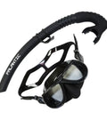 Palantic Dive Mask And Flexible Snorkel Combo With Low Volume Design For Easy Clearing, Tempered Glass Lenses, Silicone Skirt, Black