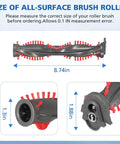 All-surface brush roller dimensions for Brush Roller Replacement Kit For DuoClean Vacuum Cleaners NV800 NV800W NV801 NV801Q NV803