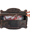 Wall Mounted Mailbox In Vintage Bronze Finish, Built Like A Tank With Cast Aluminum Construction, showing open lid