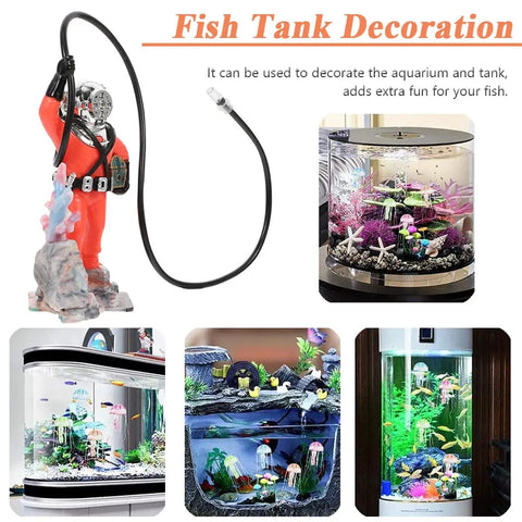 Red Scuba Diver Aquarium Ornament For Fish Tank ✓