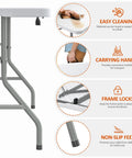 Beefy Folding Table 6Ft Heavy Duty 350 Lb Capacity With 18 Percent Thicker HDPE Waterproof Top showing easy cleaning and features