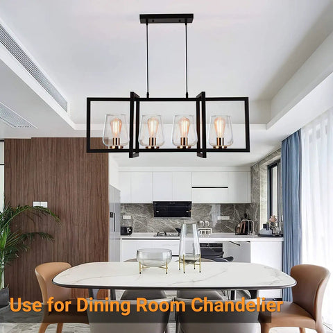 Dining room chandelier with two pack clear glass lamp shade in wine cup shape for pendant lights, ultra clear transmittance.