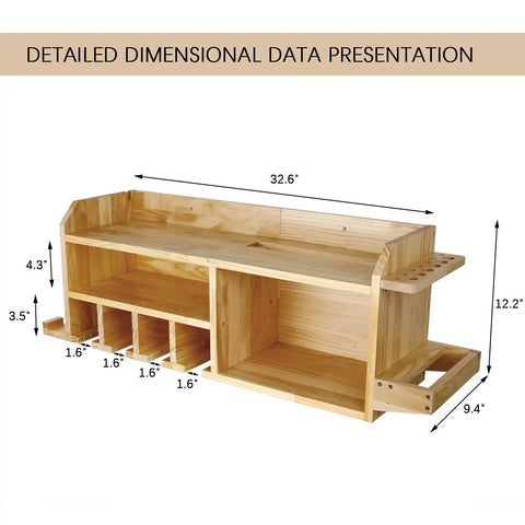 Power Tools Storage And Charging Station With Five Drill Slots Wall Mount Garage Organizer detailed dimensions view