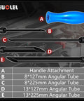 Image showing 5 Piece Wire Insertion Tool Set For Automotive Wiring, including blue handle and black angular tubes with dimensions.