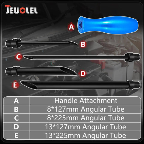 Image showing 5 Piece Wire Insertion Tool Set For Automotive Wiring, including blue handle and black angular tubes with dimensions.