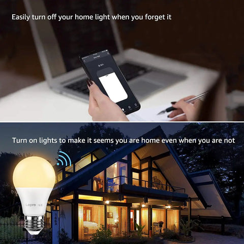 Smart LED Light Bulbs That Play Nice With Alexa And Google Home, 60W Equivalent, Dimmable Via App, Warm White, A19 E26, WiFi