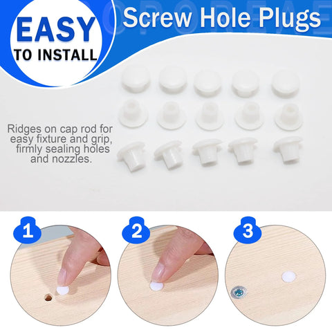 500 Pcs 5 Mm Plastic Hole Plugs White 3/16 Inch Round Shelf Hole Covers For Cabinets Cupboards Closets And Furniture Hide Unused Holes