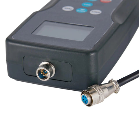 Digital Force Gauge Push Pull Meter With External Load Cell Sensor 1000 kgf Capacity, 9800 N, 2200 Lbf, Peak and Track Modes, 0.01 kgf Resolution, 0.2 Percent Accuracy, N Kg Lb Units, Built For Pros And Daily Use, rear connector close-up
