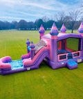Purple Dual Lane Bounce House With Slide And Basketball Hoop 31 Ft Long 13 Ft Wide 15 Ft High 15oz PVC Inflatable outdoors