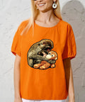 Woman wearing t-shirt with Monkey And Mother Animal Lover DTF Transfers Set 6 Pack design, 7x7 inch heat transfer sticker