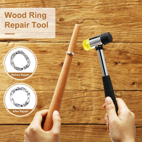 Using a rubber jewelry hammer from the 11 Piece Ring Mandrel Set For Jewelry Making With US And UK Ring Sizers Ring Measuring Tool Repair Tool