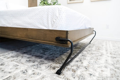 Kickass DIY Murphy Bed Kit Equipped With Heavy Duty Spring Lift Hardware Built From Commercial Grade Steel For Queen Full Or Twin Bedroom Storage Solutions, side view showing heavy duty frame and spring lift.