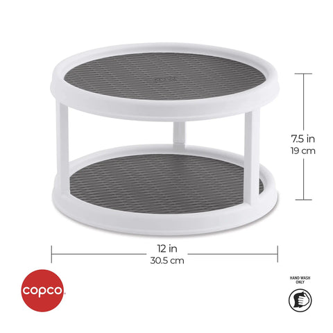 Non-Skid 2-Tier 12-Inch Turntable For Cabinets And Pantry Storage Rotating Organizer With Stable Surface Durable And Easy To Clean
