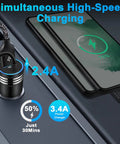 Blazing Fast USB C Car Charger Adapter With 3.4A Output plugged into a vehicle charging socket with charging phone.