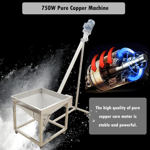 Beefy Stainless Steel Vertical Screw Conveyor Feeder With Inclined Auger for granules and powder, 750W pure copper machine