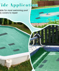 Heavy Duty Pool Cover Patch Kit 8 By 40 Inches Self Adhesive Waterproof Repair Patch for ground pool covers in use