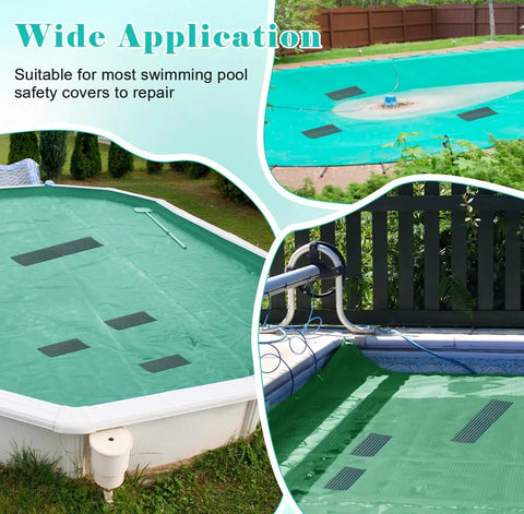 Heavy Duty Pool Cover Patch Kit 8 By 40 Inches Self Adhesive Waterproof Repair Patch for ground pool covers in use