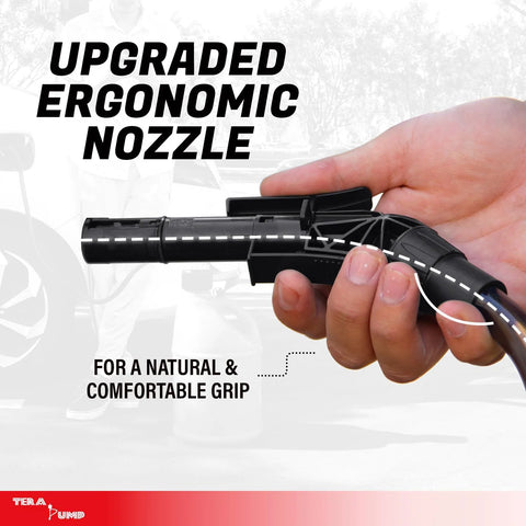 TERA PUMP ergonomic fuel transfer nozzle held in hand