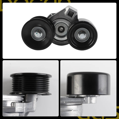 Premium Drive Belt Tensioner Pulley Kit For Ford E350 E450 F250 F350 Super Duty 1998-2003 Replaces BT-50 F8UZ6B209CA Heavy Duty Parts front and side views