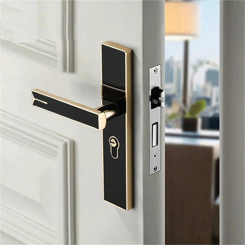 Interior Door Handle Lock Security Anti Theft Modern Bedroom Wooden Door Lock With Key And Magnetic Hardware Accessories