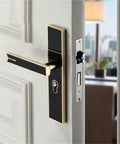 Modern Wooden Interior Door Handle Lock Anti Theft Security With Magnetic Keyed Access For Bedroom Easy Install Hardware