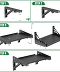 Garage Folding Storage Shelves With Lip Two Pack 200 Pound Capacity Wall Mounted Adjustable Rail Shelves assembly steps