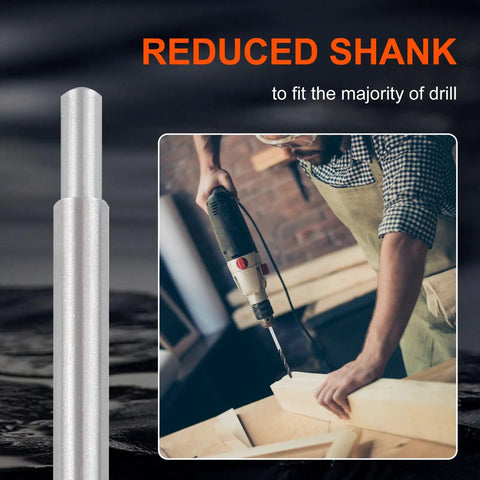 12 Inch Extra Long Brad Point Drill Bit Set 12 Pc Pro Grade High Carbon Steel Long Bits for wood and plastic with reduced shank