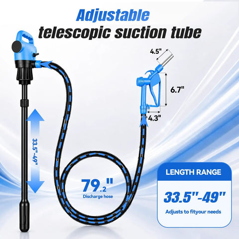 NimRay Dual Power Electric Drum Pump For 55 Gallon Containers. Versatile 120V AC Or 12V DC Operation. Includes Telescoping Tube And Bung Adapter. Ideal For Fast Fluid Transfer Of Diesel, Water, Def, Antifreeze. Reliable Performance In Garage Or Shop.