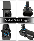 MAP Sensor 5033310AC For Chrysler Dodge Jeep Volkswagen Ram Vehicles, Plug And Play Manifold Absolute Pressure Sensor Replaces 5149091AA, Fits Town And Country 200 And 300 Routan Cherokee Compass Charger Ram 1500 2500 3500 4000, black plastic connector with blue O-ring