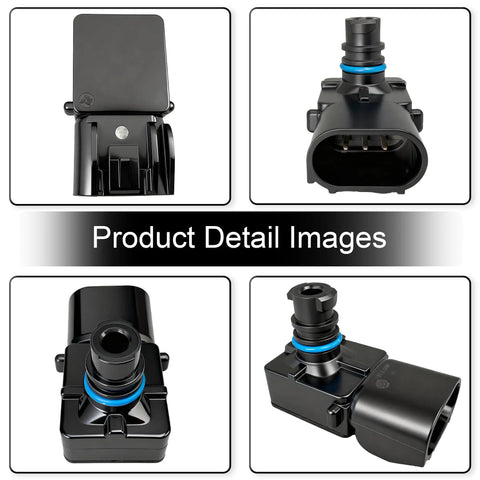 MAP Sensor 5033310AC For Chrysler Dodge Jeep Volkswagen Ram Vehicles, Plug And Play Manifold Absolute Pressure Sensor Replaces 5149091AA, Fits Town And Country 200 And 300 Routan Cherokee Compass Charger Ram 1500 2500 3500 4000, black plastic connector with blue O-ring