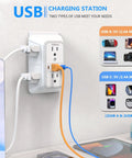Heavy Duty 6 Outlet Splitter Surge Protector With 4 Usb Ports And Dual Type C Plug And Play Wall Expander Power Strip in use.
