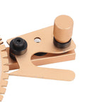 Detail of the Heavy Duty Aluminum Miter Gauge With Integrated Track Stop and Etched Scale Ruler for precise angle adjustments.