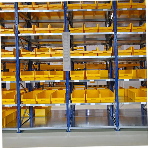 Level Up Your Organization Game With This Rock Solid Wall Mount Card Rack And Attendance Holder And Durable Plastic Storage Bin For Garages Shops And Classrooms That Keeps Everything Neat And Ready To Go, featuring yellow plastic bins on shelving.
