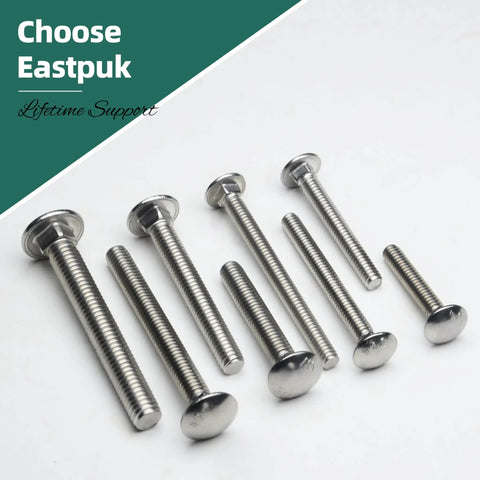 Heavy-Duty 304 Stainless 1/4-20 Carriage Bolts Kit With Nuts And Washers 60-Piece, shown in various lengths