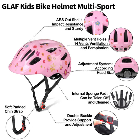 Toddler Bike Helmet For 1 Year Old And Up Adjustable Multi Sport Safety Gear For Scooter Bicycle Skateboard Kids Youth Child Flower Pattern Sizes XS XXS Lightweight Comfy Fit with detailing
