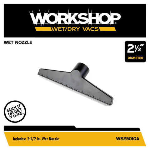 Wet Nozzle Attachment For Wet Dry Vacuum Cleaners With Wide Squeegee Directs Water Into Air Stream To Cut Drying Time