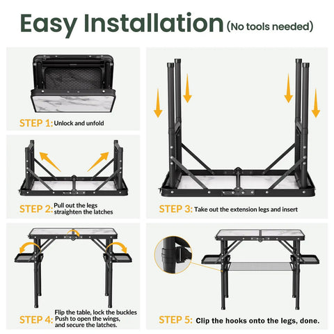 Compact Foldable Camping Table Two Foot For Picnic Portable Beach Table With Side Racks And Net assembly instructions