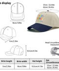Lightweight Adjustable Womens Cap For World Down Syndrome Day Awareness with size measurements and design details