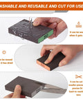 12 Pack Sanding Block With 60 80 120 220 Grit Sanding Sponges washable and reusable, shown in hand and being cut.